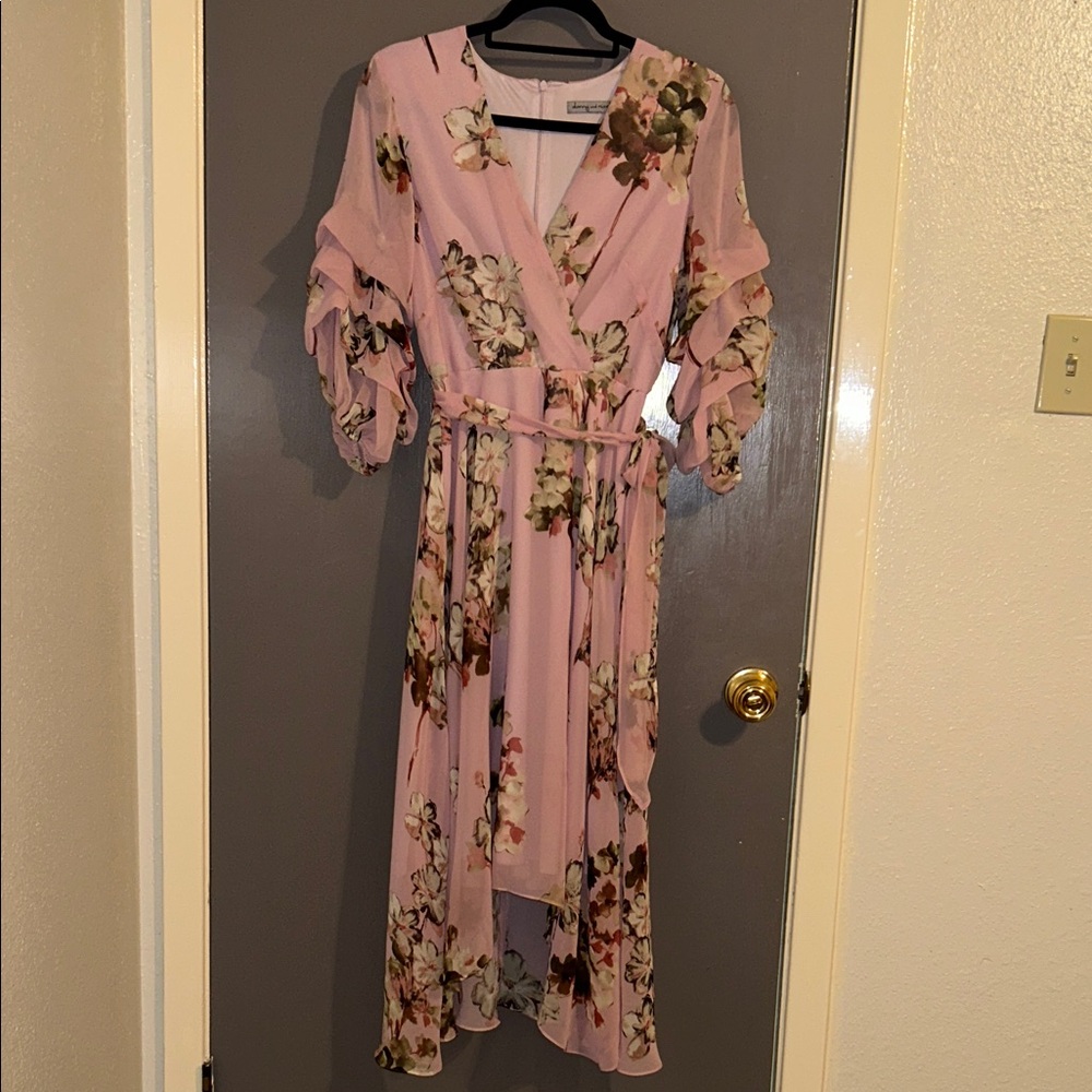 Danny & Nicole Pink Floral Long Sleeve Dress